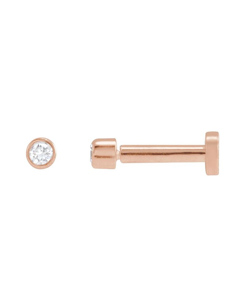 Brinco Redondo com Cravação Bezel em Ouro 14k com Diamantes Naturais