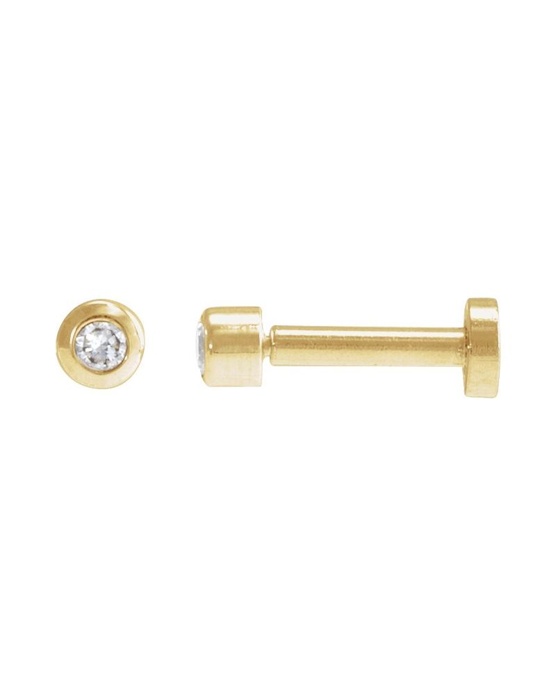 Brinco Redondo com Cravação Bezel em Ouro 14k com Diamantes Naturais