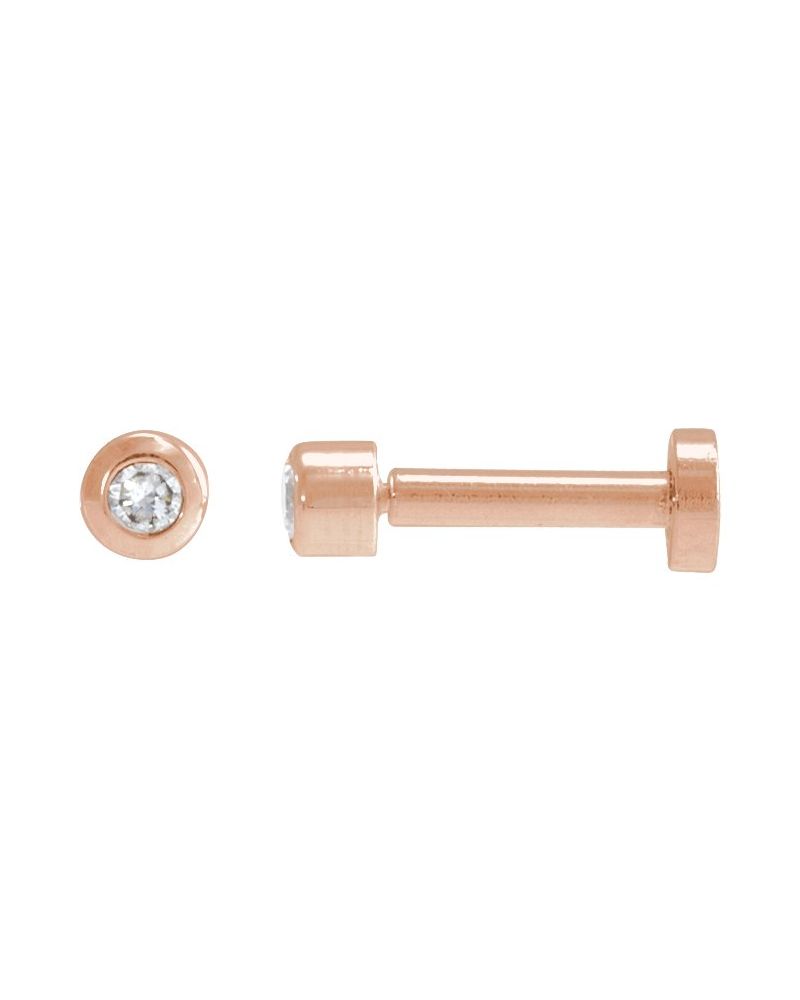 Brinco Redondo com Cravação Bezel em Ouro 14k com Diamantes Naturais