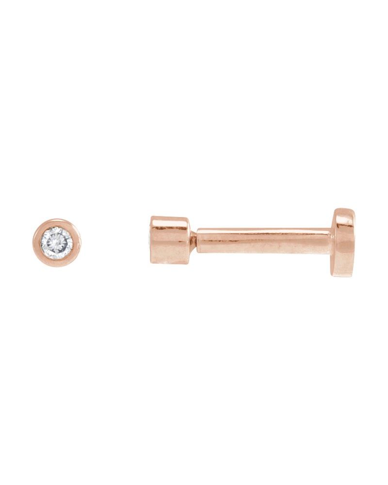 Brinco Redondo com Cravação Bezel em Ouro 14k com Diamantes Naturais
