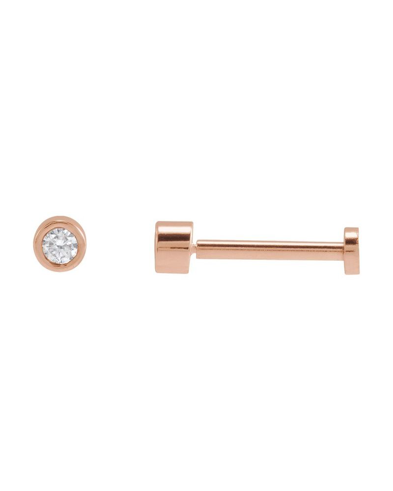 Brinco Redondo com Cravação Bezel em Ouro 14k com Diamantes Naturais
