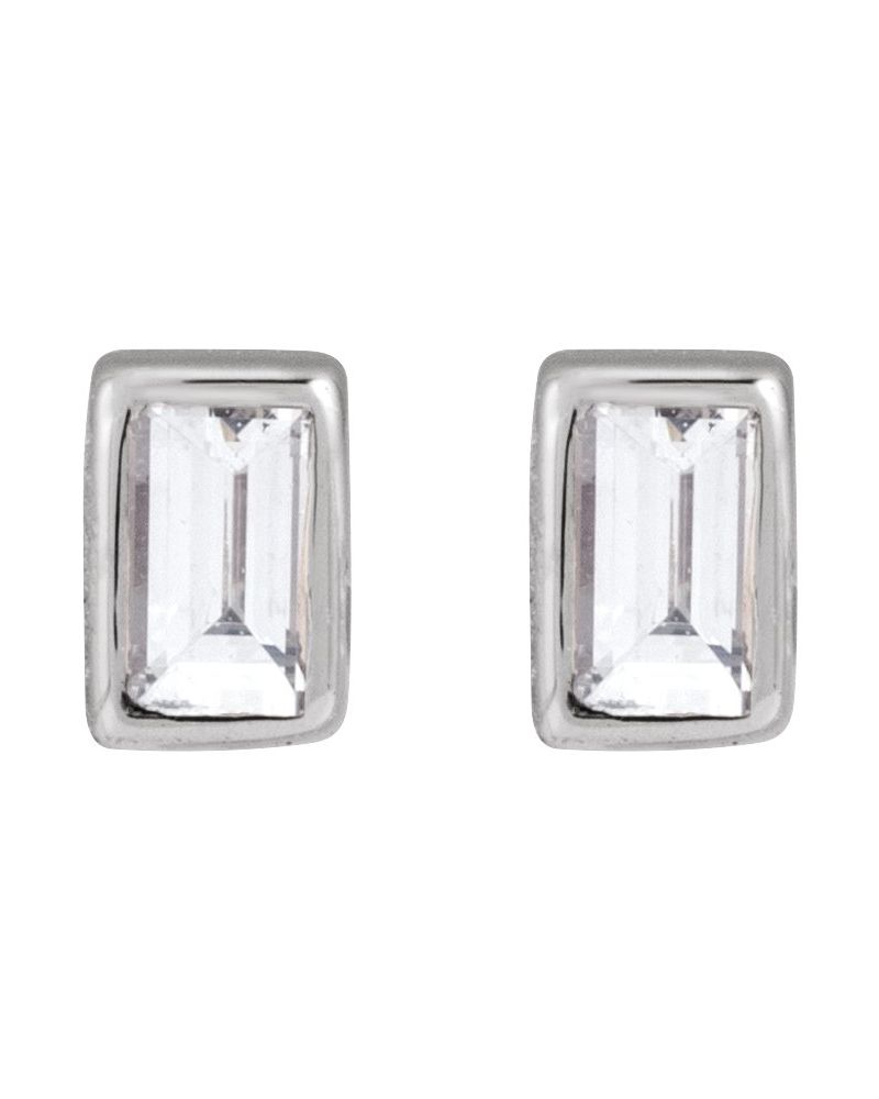 Brinco Ponto de Luz Baguete com Cravação Bezel em Ouro 14k com Diamantes de Laboratório – Modelo 2