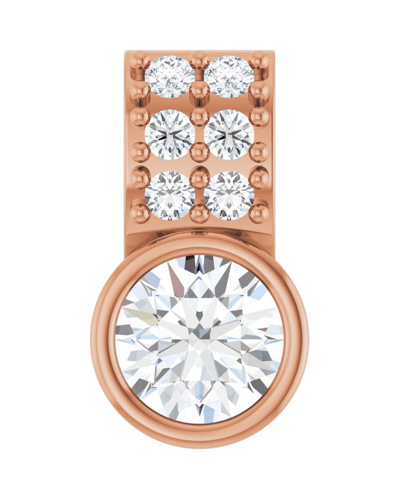 Pingente Cravejado com Cravação Bezel em Ouro 14k com Diamantes de Laboratório