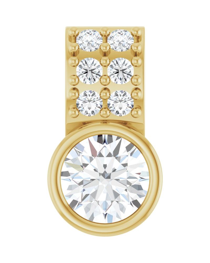 Pingente Cravejado com Cravação Bezel em Ouro 14k com Diamantes de Laboratório