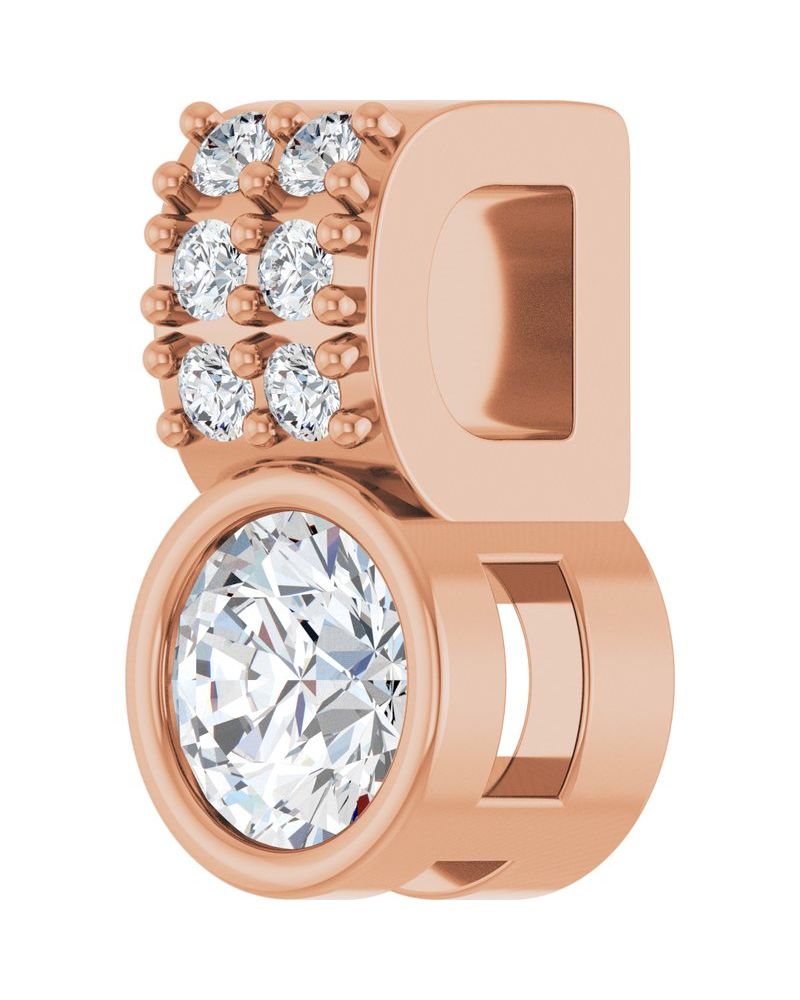 Pingente Cravejado com Cravação Bezel em Ouro 14k com Diamantes de Laboratório