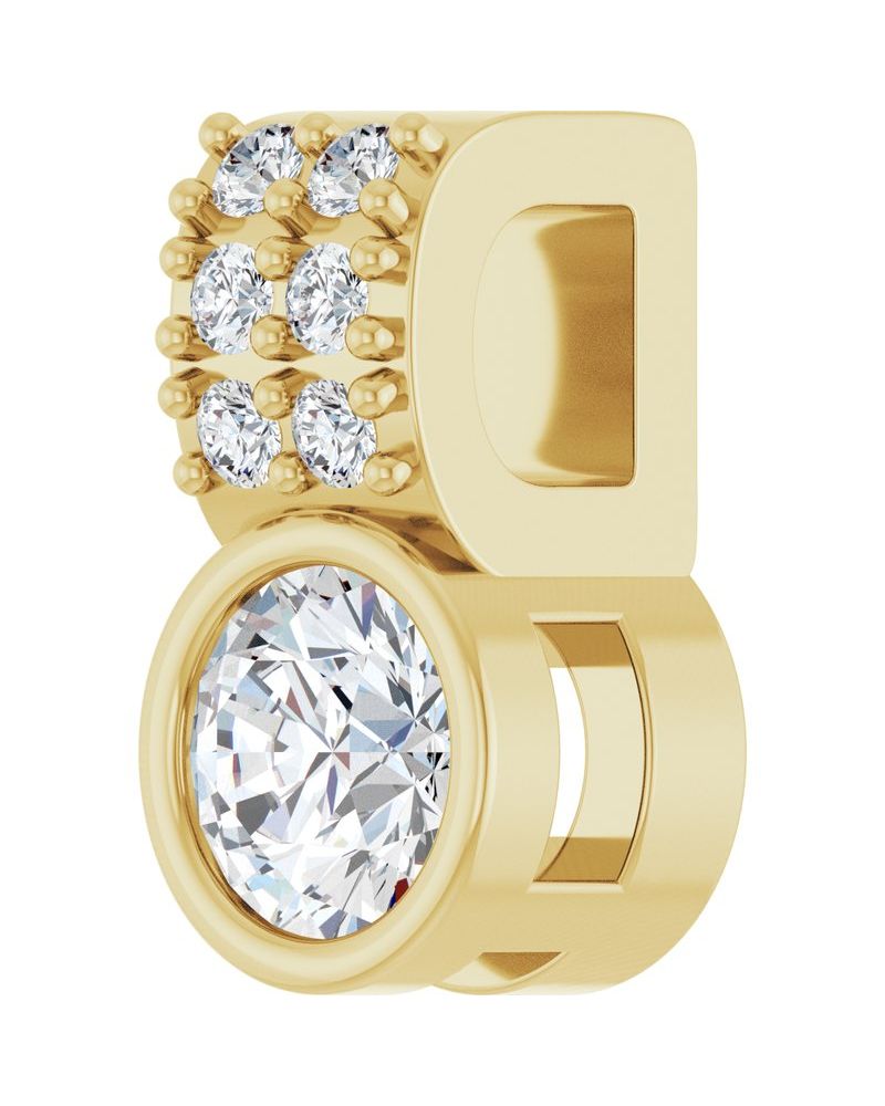 Pingente Cravejado com Cravação Bezel em Ouro 14k com Diamantes de Laboratório