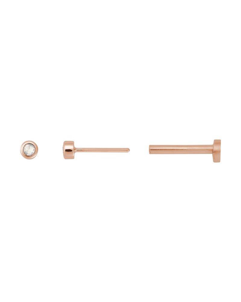 Brinco Redondo Lapidação Rosa com Cravação Bezel em Ouro 14k com Diamantes Naturais