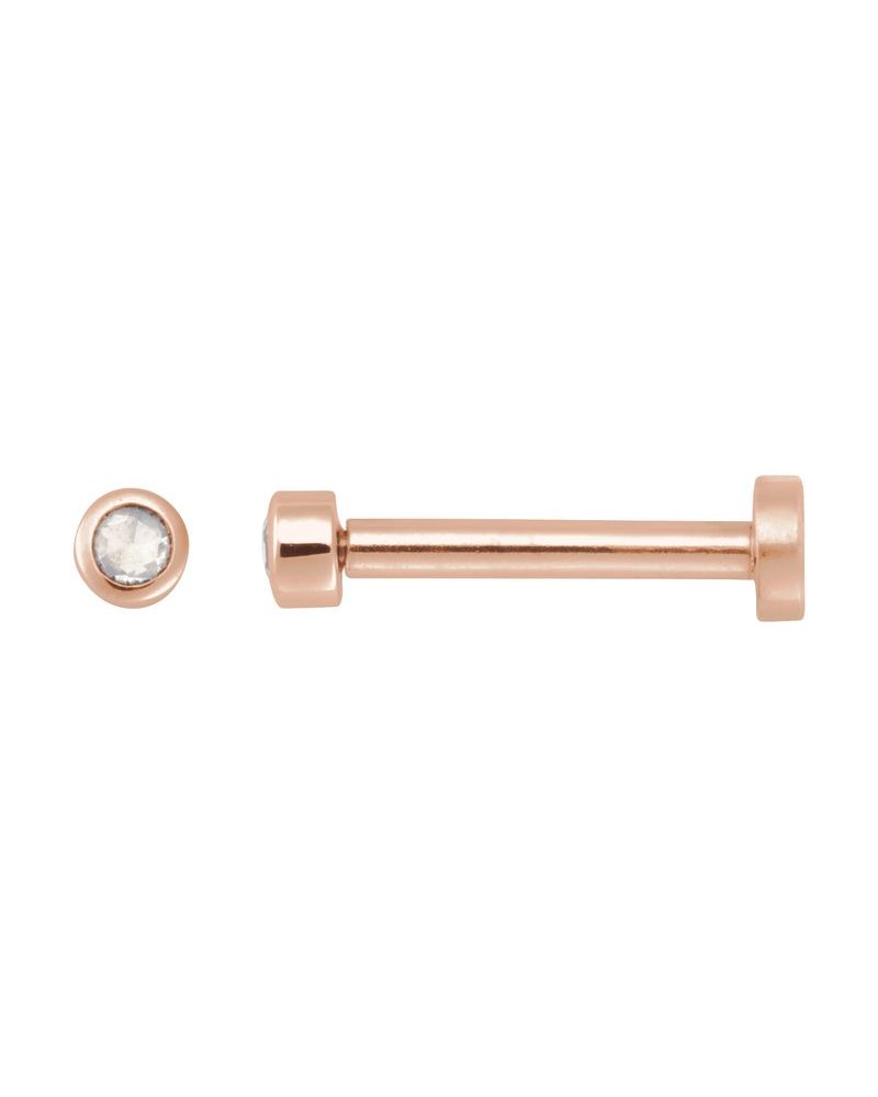 Brinco Redondo Lapidação Rosa com Cravação Bezel em Ouro 14k com Diamantes Naturais