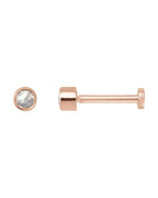 Brinco Redondo Lapidação Rosa com Cravação Bezel em Ouro 14k com Diamantes Naturais