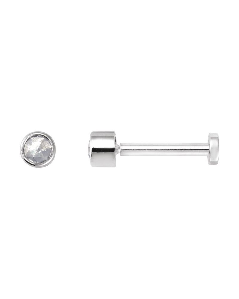 Brinco Redondo Lapidação Rosa com Cravação Bezel em Ouro 14k com Diamantes Naturais
