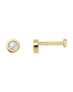Brinco Redondo Lapidação Rosa com Cravação Bezel em Ouro 14k com Diamantes Naturais