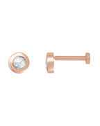 Brinco Redondo Lapidação Rosa com Cravação Bezel em Ouro 14k com Diamantes Naturais