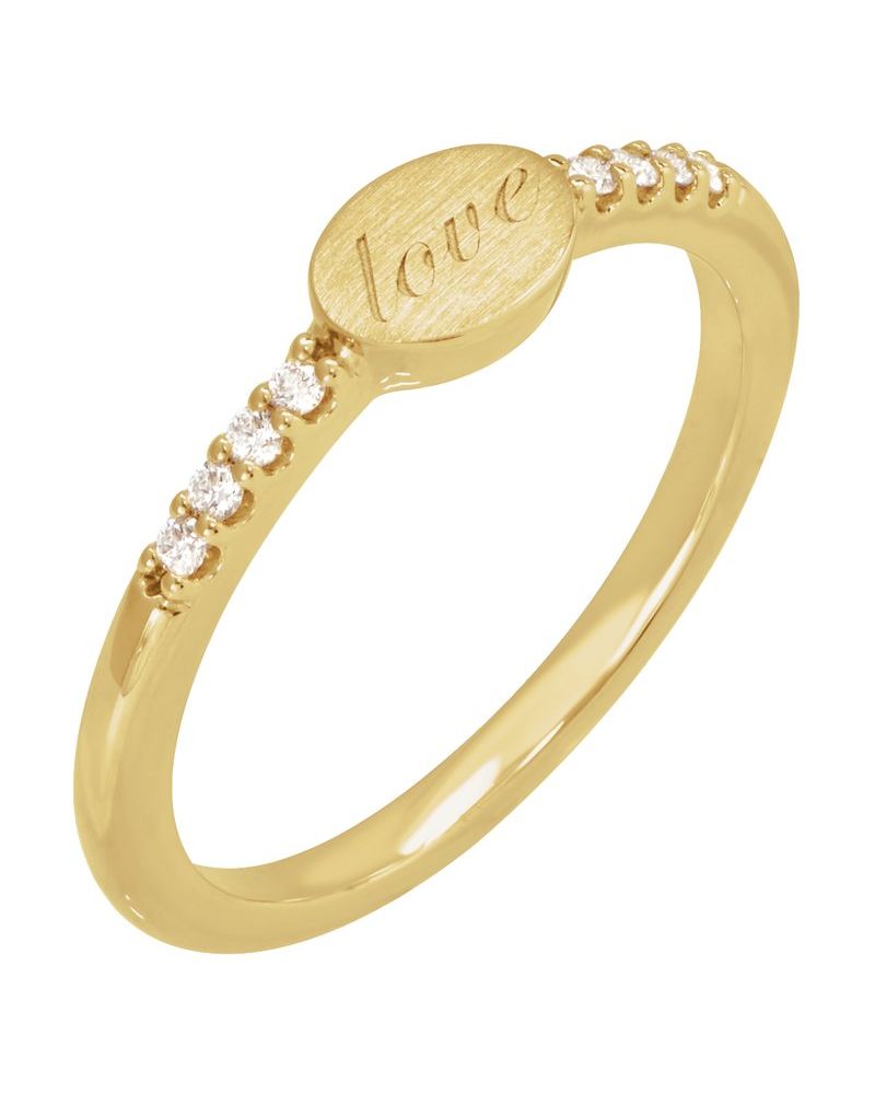 Anel Chevalier para Gravação Cravejado em Ouro 14k com Diamantes Naturais – Modelo 3
