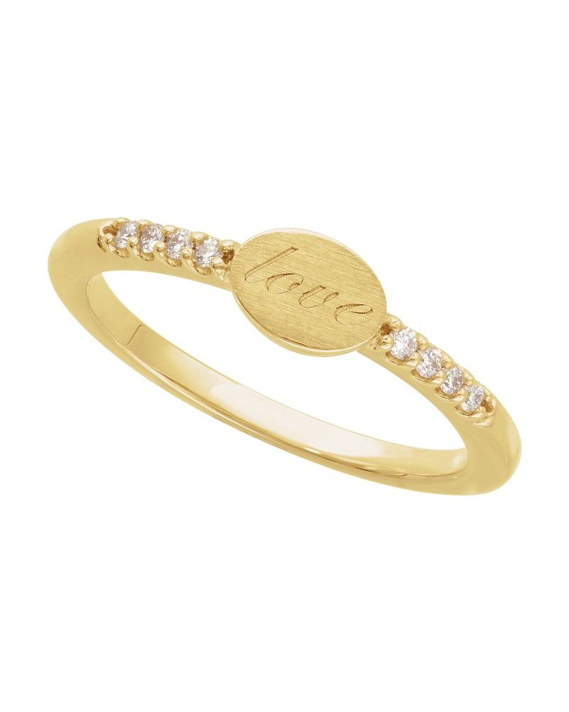 Anel Chevalier para Gravação Cravejado em Ouro 14k com Diamantes Naturais – Modelo 3