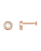 Brinco Redondo Lapidação Rosa com Cravação Bezel em Ouro 14k com Diamantes Naturais