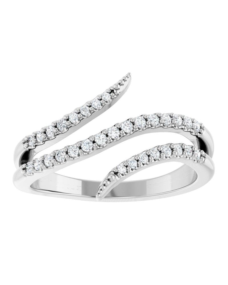 Anel Bypass Cravejado em Ouro 14k com Diamantes Naturais – Modelo 2