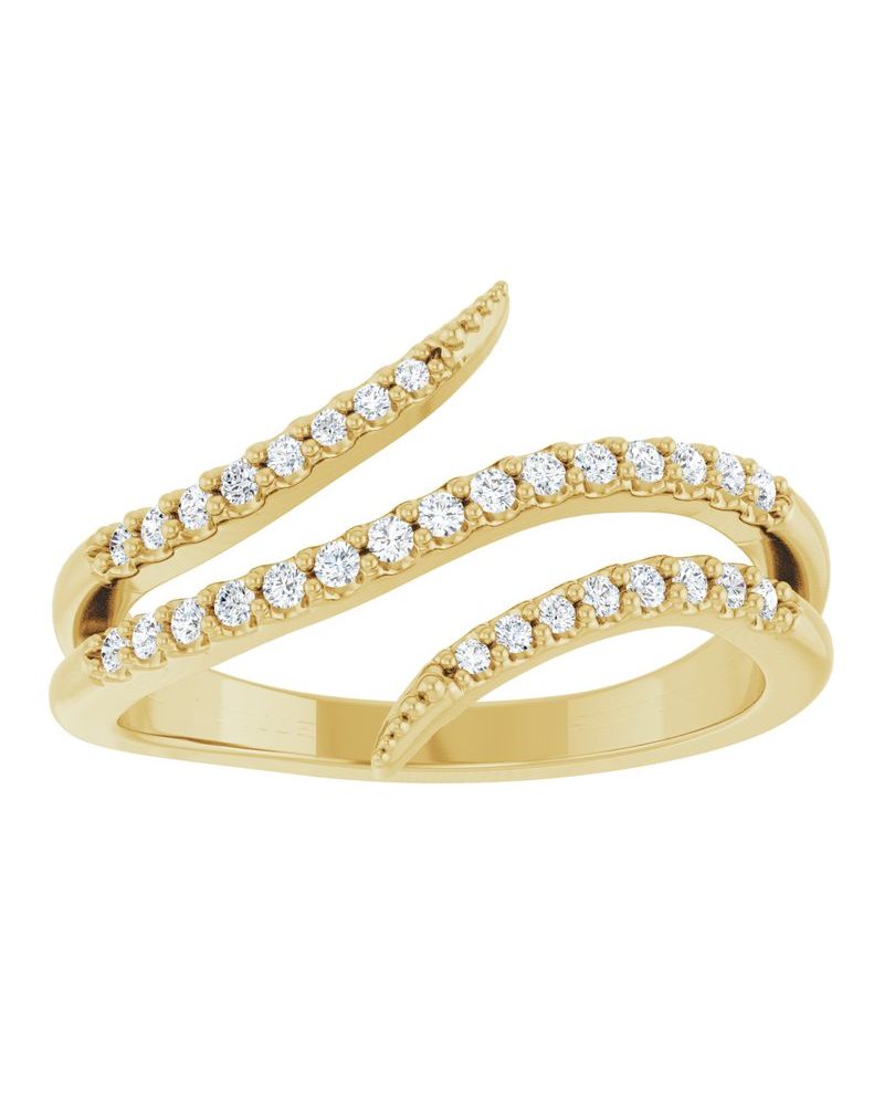 Anel Bypass Cravejado em Ouro 14k com Diamantes Naturais – Modelo 2