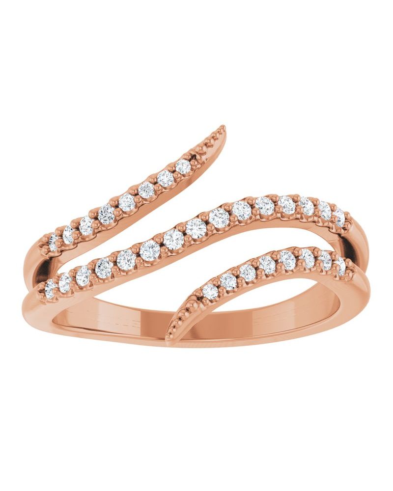 Anel Bypass Cravejado em Ouro 14k com Diamantes Naturais – Modelo 2