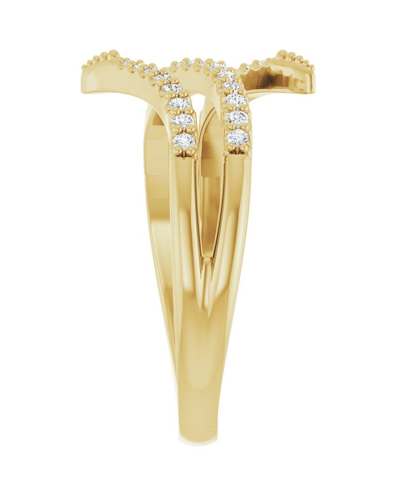 Anel Bypass Cravejado em Ouro 14k com Diamantes Naturais – Modelo 2