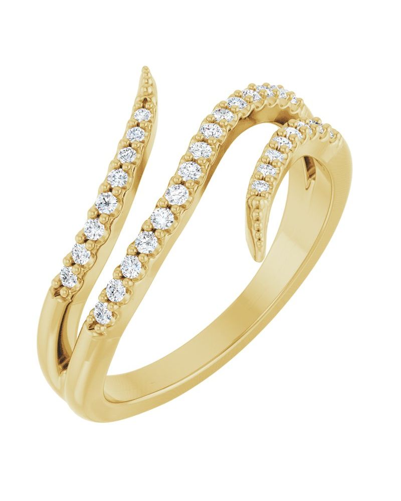 Anel Bypass Cravejado em Ouro 14k com Diamantes Naturais – Modelo 2