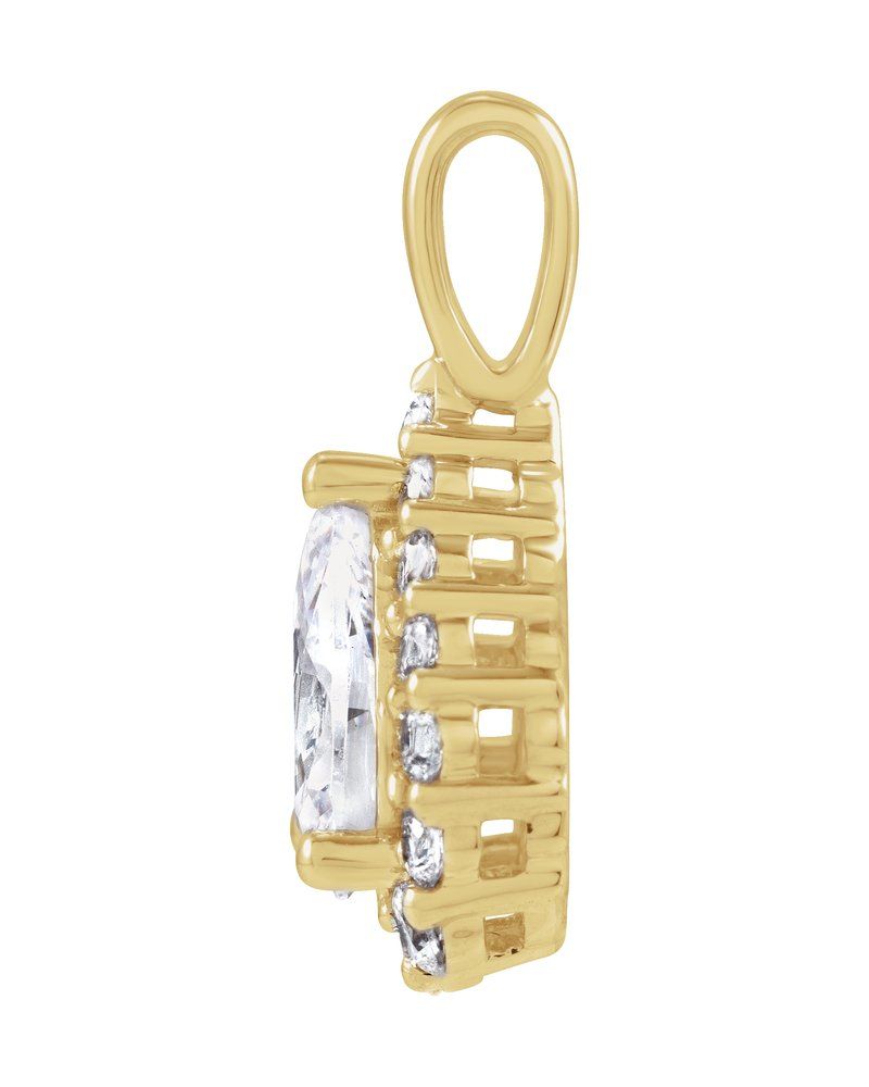 Pingente Halo em Ouro 14k com Diamantes de Laboratório – Modelo 7