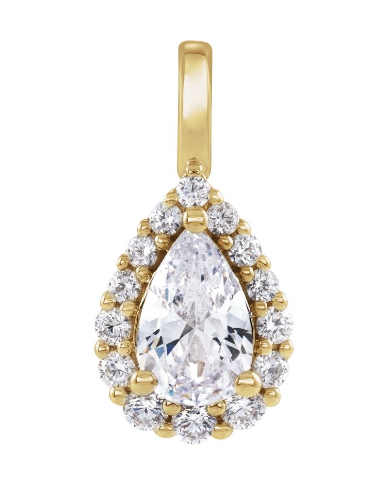 Pingente Halo em Ouro 14k com Diamantes de Laboratório – Modelo 7