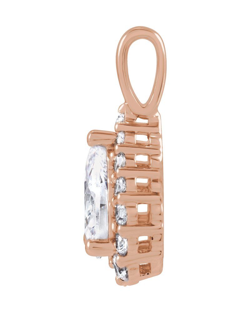 Pingente Halo em Ouro 14k com Diamantes de Laboratório – Modelo 7