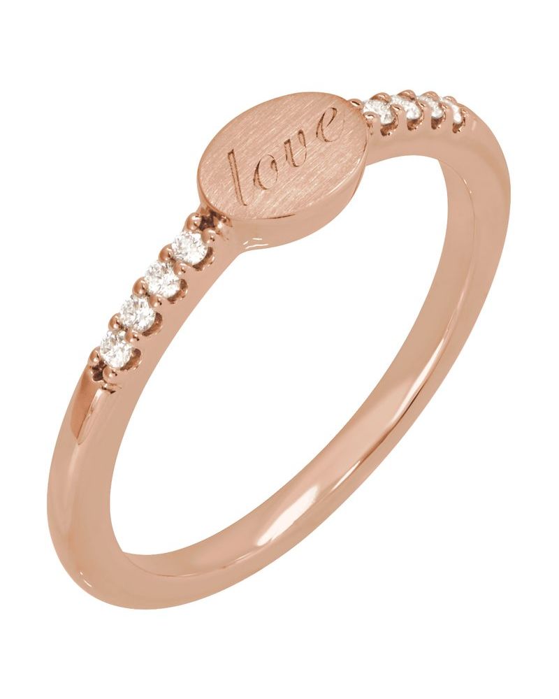 Anel Chevalier para Gravação Cravejado em Ouro 14k com Diamantes Naturais – Modelo 3