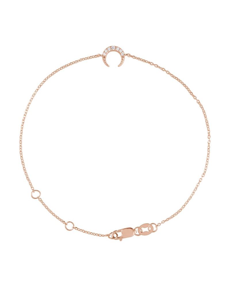 Pulseira Lua Crescente Cravejada em Ouro 14k com Diamantes Naturais