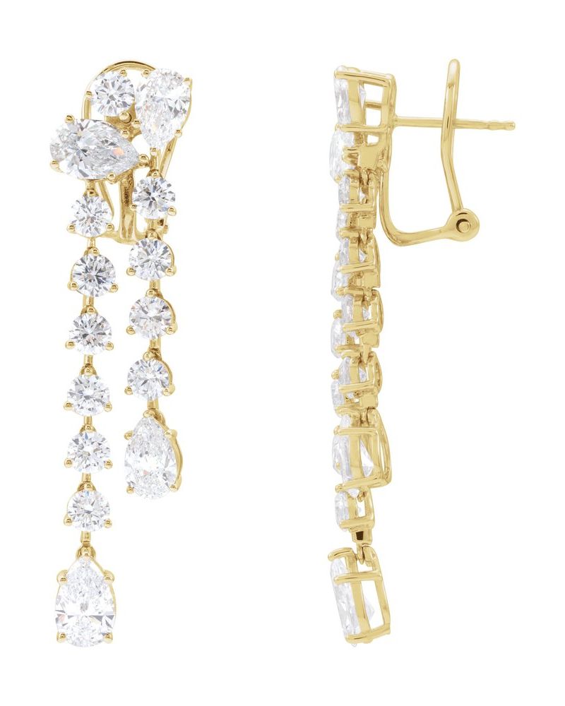 Brinco Pendente em Ouro 14k com Diamantes de Laboratório