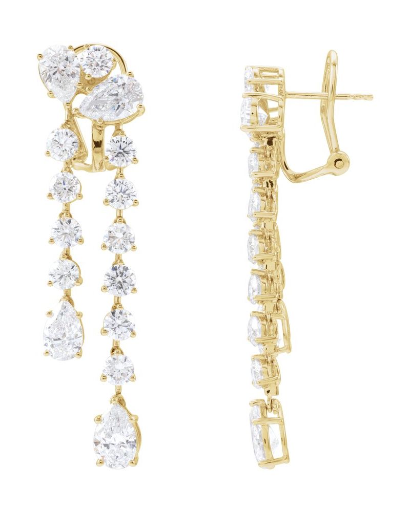 Brinco Pendente em Ouro 14k com Diamantes de Laboratório