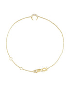 Pulseira Lua Crescente Cravejada em Ouro 14k com Diamantes Naturais