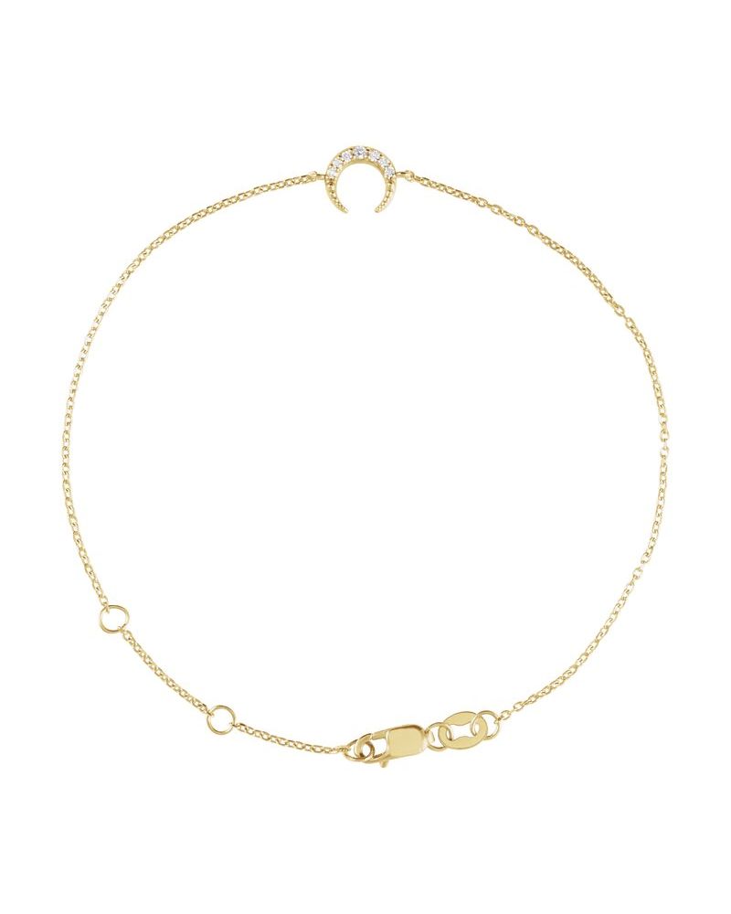 Pulseira Lua Crescente Cravejada em Ouro 14k com Diamantes Naturais