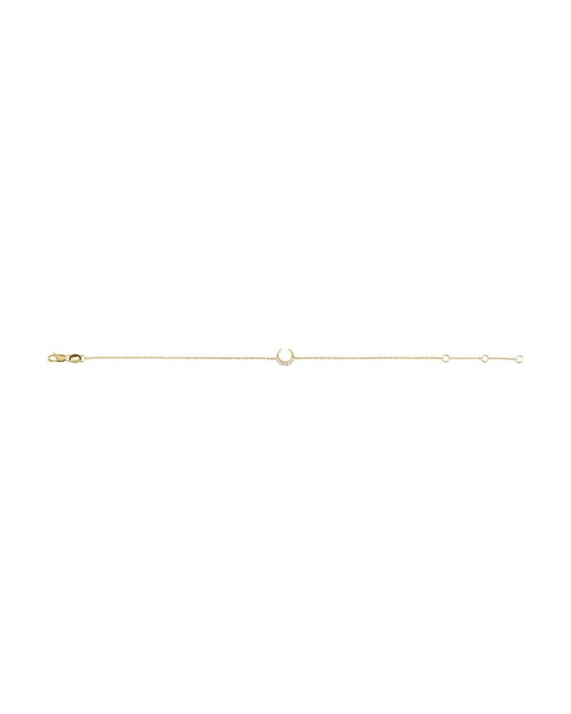 Pulseira Lua Crescente Cravejada em Ouro 14k com Diamantes Naturais