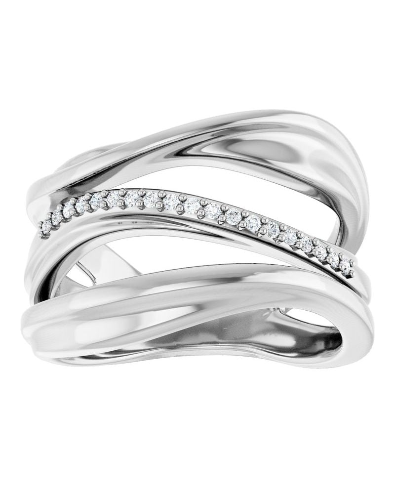 Anel Orgânico Cravejado em Ouro 14k com Diamantes Naturais – Modelo 2
