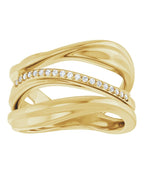 Anel Orgânico Cravejado em Ouro 14k com Diamantes Naturais – Modelo 2