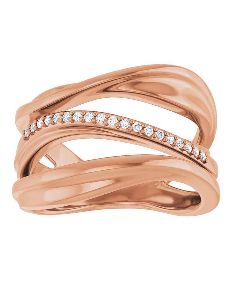 Anel Orgânico Cravejado em Ouro 14k com Diamantes Naturais – Modelo 2