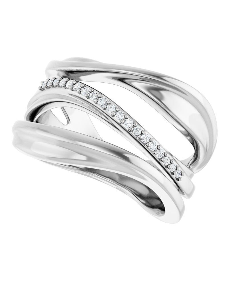 Anel Orgânico Cravejado em Ouro 14k com Diamantes Naturais – Modelo 2