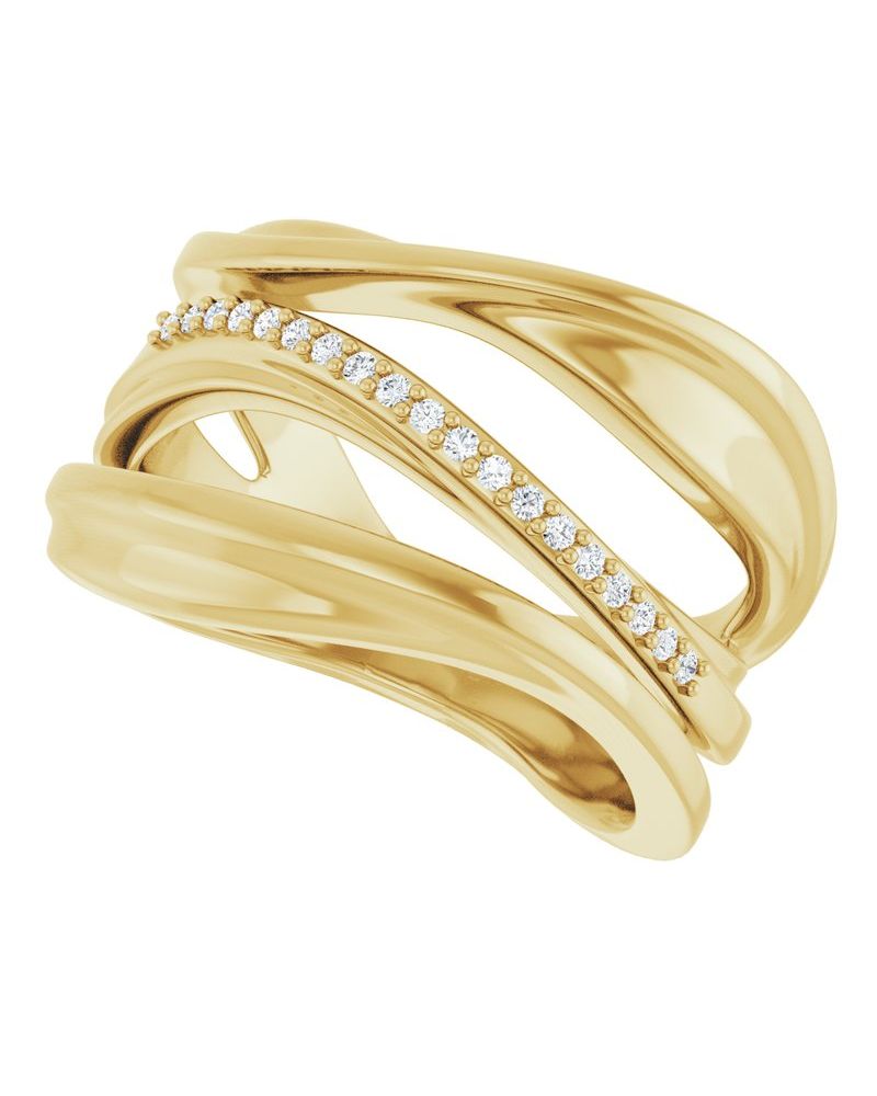 Anel Orgânico Cravejado em Ouro 14k com Diamantes Naturais – Modelo 2