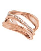 Anel Orgânico Cravejado em Ouro 14k com Diamantes Naturais – Modelo 2