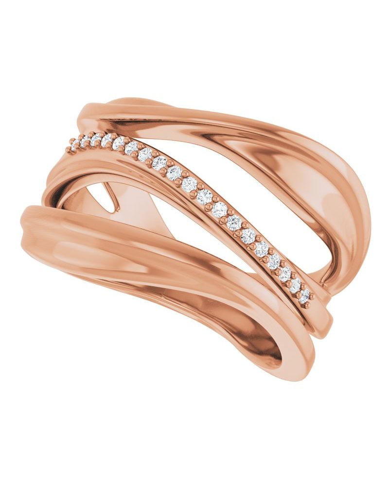 Anel Orgânico Cravejado em Ouro 14k com Diamantes Naturais – Modelo 2