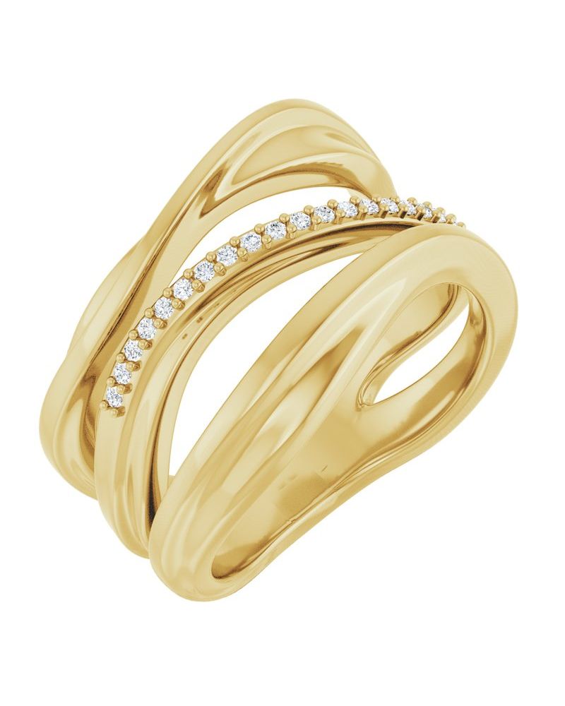 Anel Orgânico Cravejado em Ouro 14k com Diamantes Naturais – Modelo 2