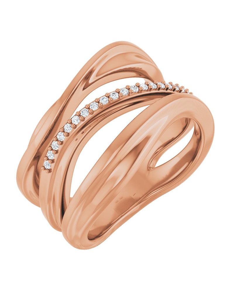 Anel Orgânico Cravejado em Ouro 14k com Diamantes Naturais – Modelo 2