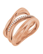 Anel Orgânico Cravejado em Ouro 14k com Diamantes Naturais – Modelo 2
