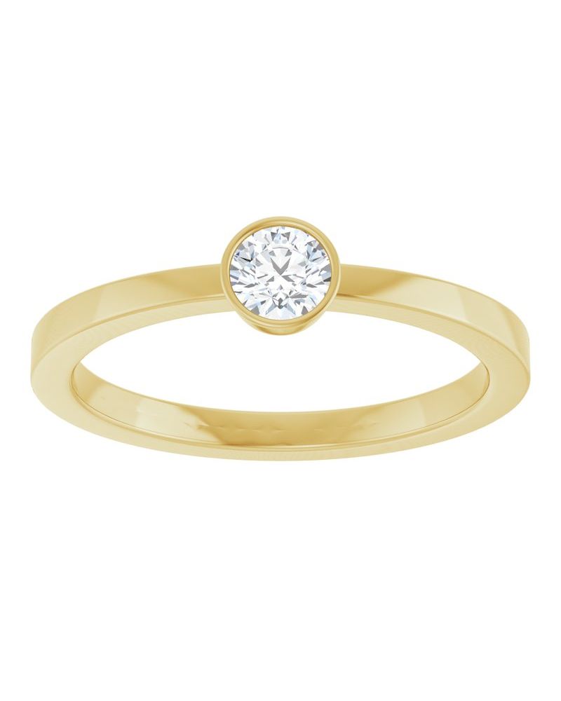 Anel Solitário com Cravação Bezel em Ouro 14k com Diamantes Naturais – Modelo 4