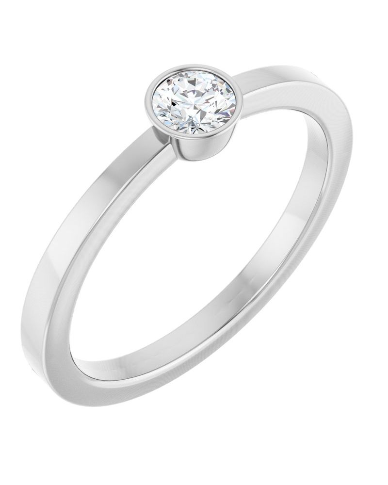 Anel Solitário com Cravação Bezel em Ouro 14k com Diamantes Naturais – Modelo 4