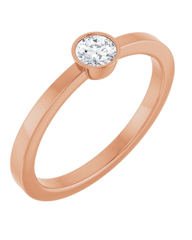 Anel Solitário com Cravação Bezel em Ouro 14k com Diamantes Naturais – Modelo 4