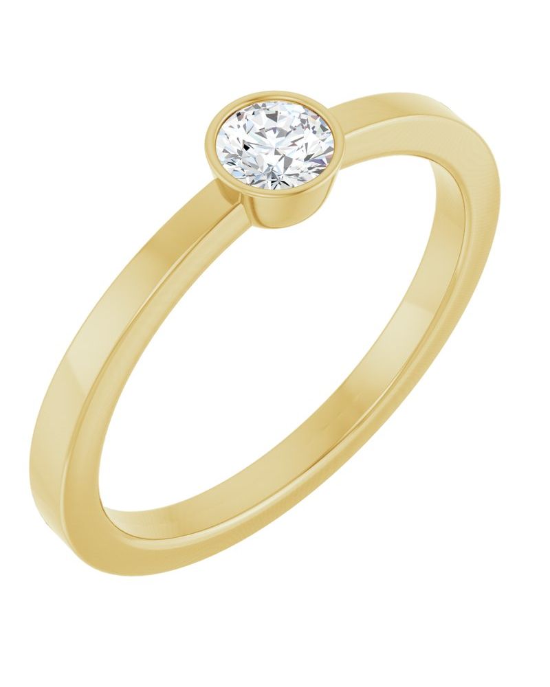 Anel Solitário com Cravação Bezel em Ouro 14k com Diamantes Naturais – Modelo 4