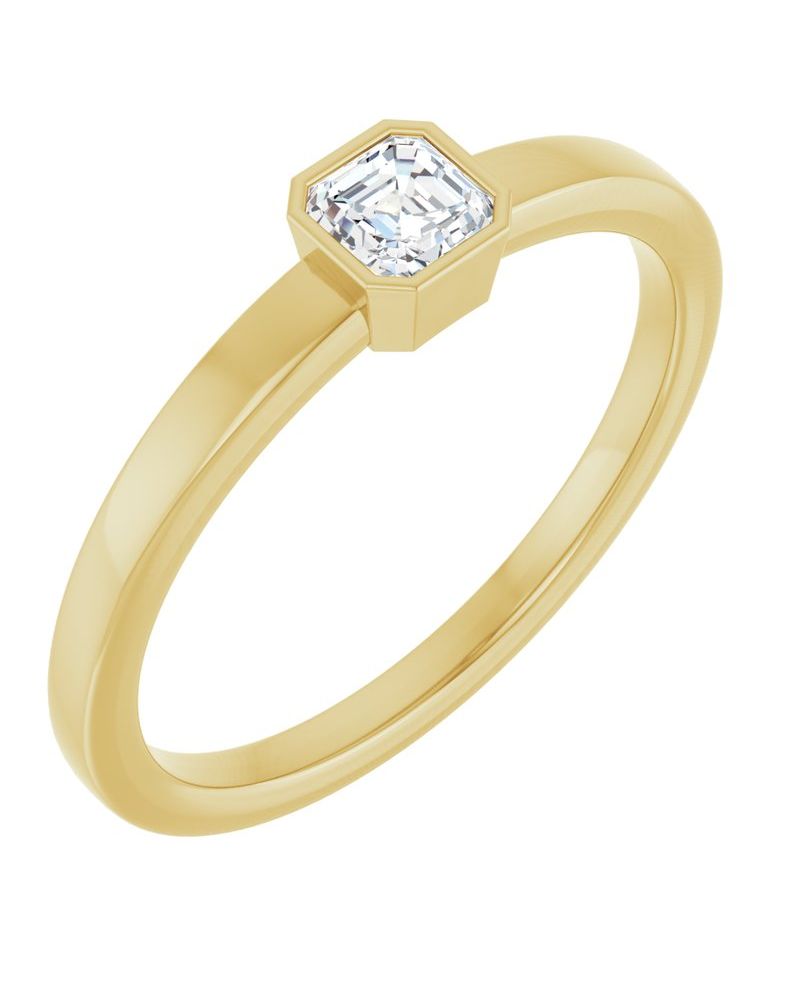 Anel Solitário com Cravação Bezel em Ouro 14k com Diamantes Naturais – Modelo 3