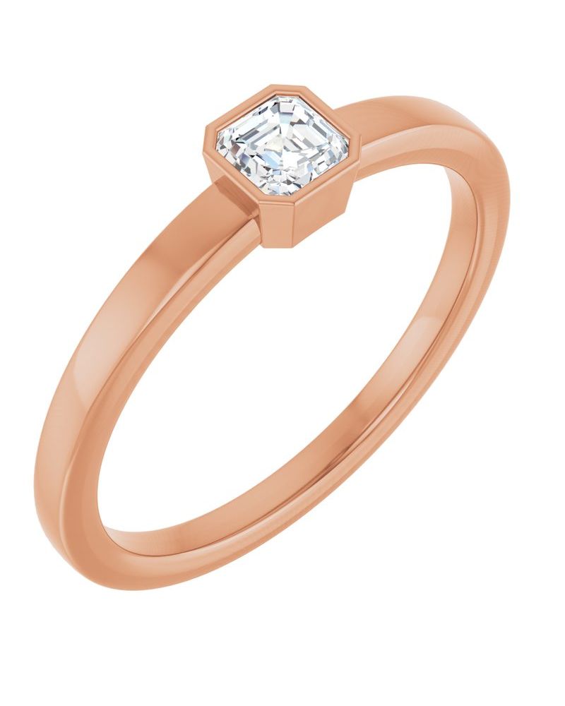 Anel Solitário com Cravação Bezel em Ouro 14k com Diamantes Naturais – Modelo 3